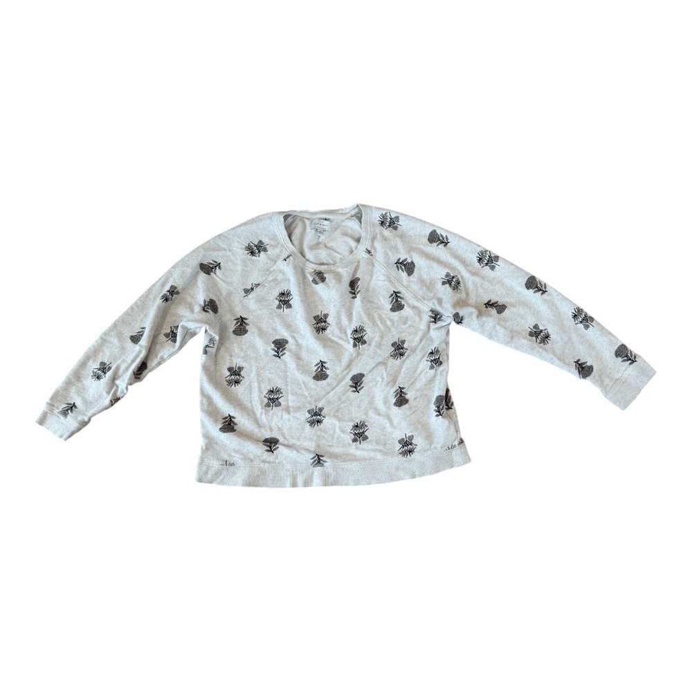 Lucky Brand Women's Large Gray Patterned Long Sleeve Pullover Sweater